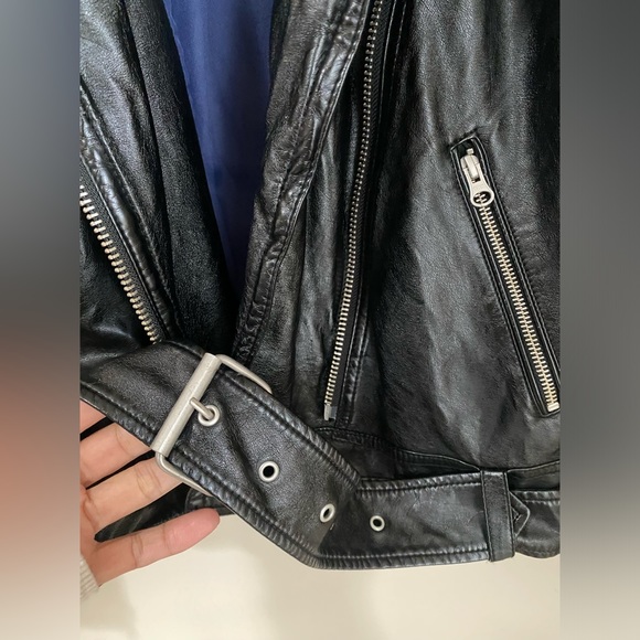 Free People Women Black Vegan Moto Faux Leather Jacket Biker Size Small - Picture 4 of 10